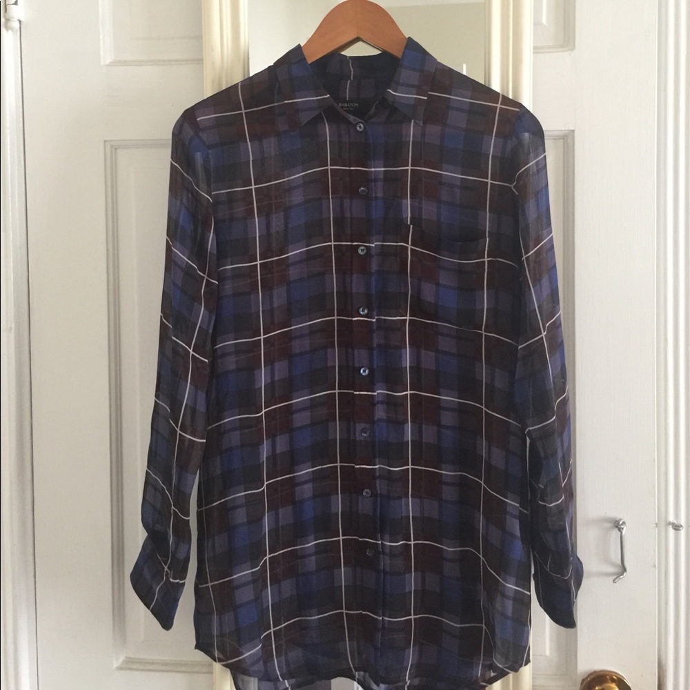 Sheer plaid top from Aritzia
